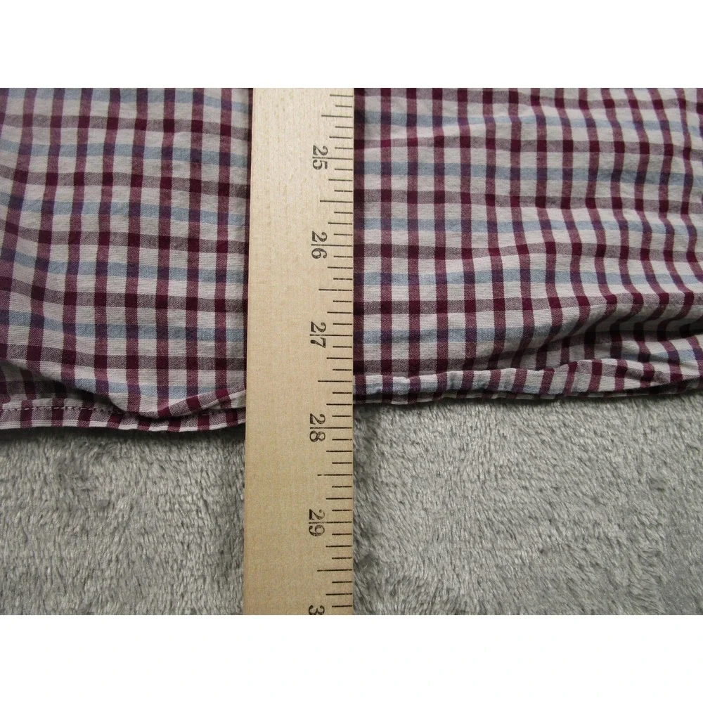 Banana Republic Shirt Mens Large Red‎ Slim Fit Checked Cotton Preppy